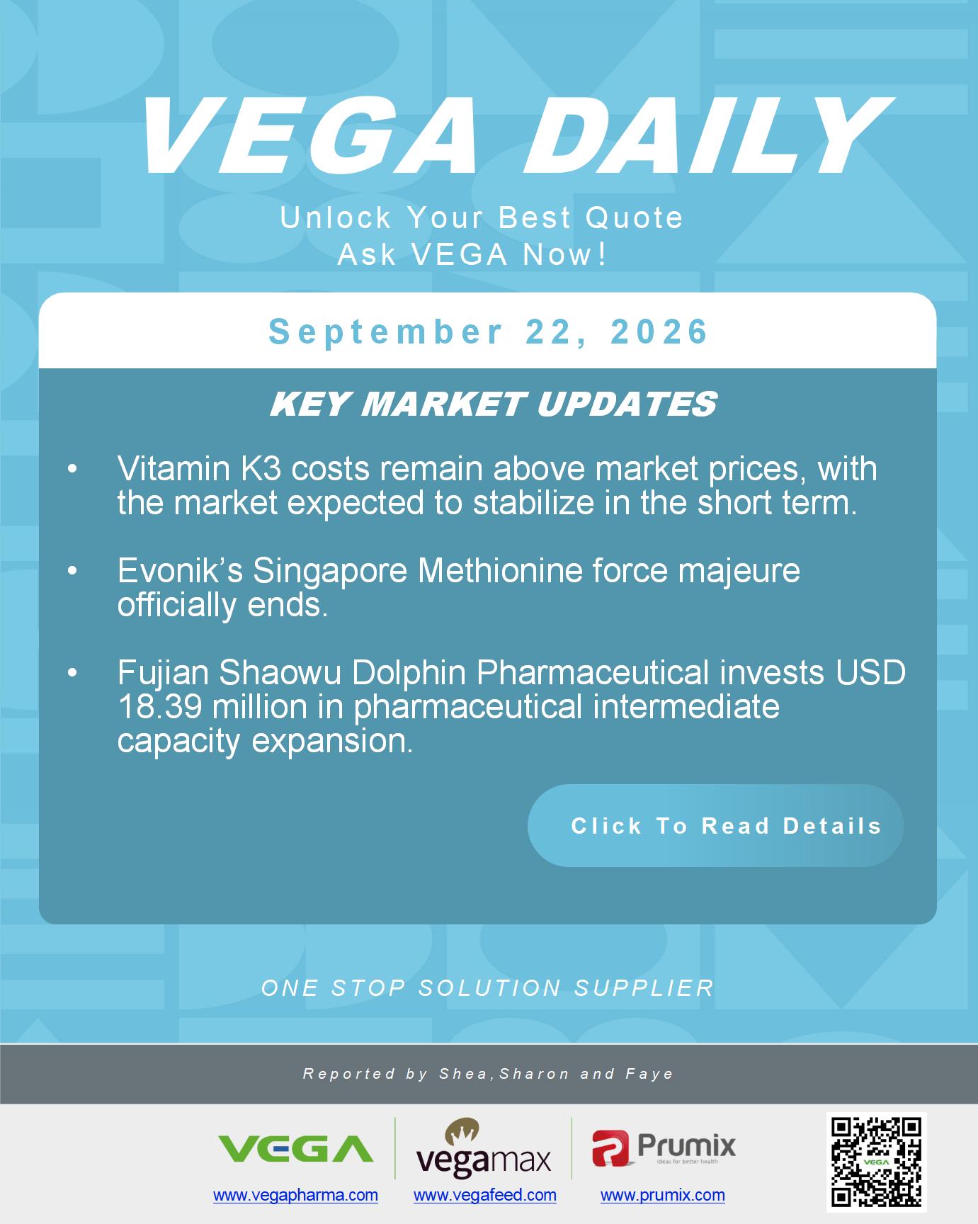 VEGA Daily 20260922 VK3 Methionine Pharmaceutical Intermediate.jpg